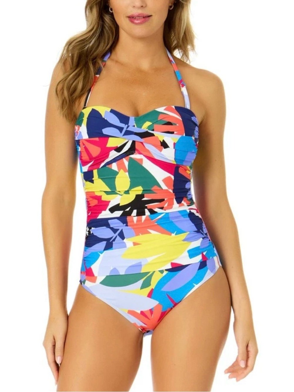 Anne Cole Tropic Stamp Twist Front One-Piece Swimsuit. Women’s Size 6